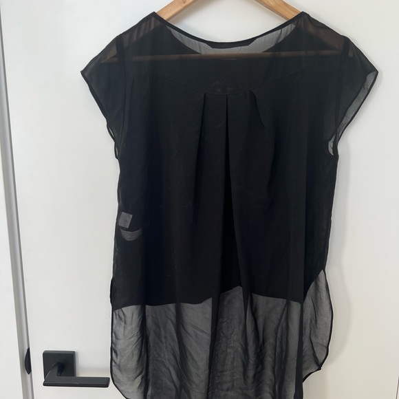 Zara black blouse shirt cap sleeved - Picture 2 of 3